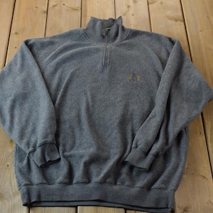 Vintage 1990s Embroidered Bugle Boy Quarter Zip Sweatshirt / 90s Quarter Zip / Prep / Streetwear / 90s Blank / Fleece Sweater