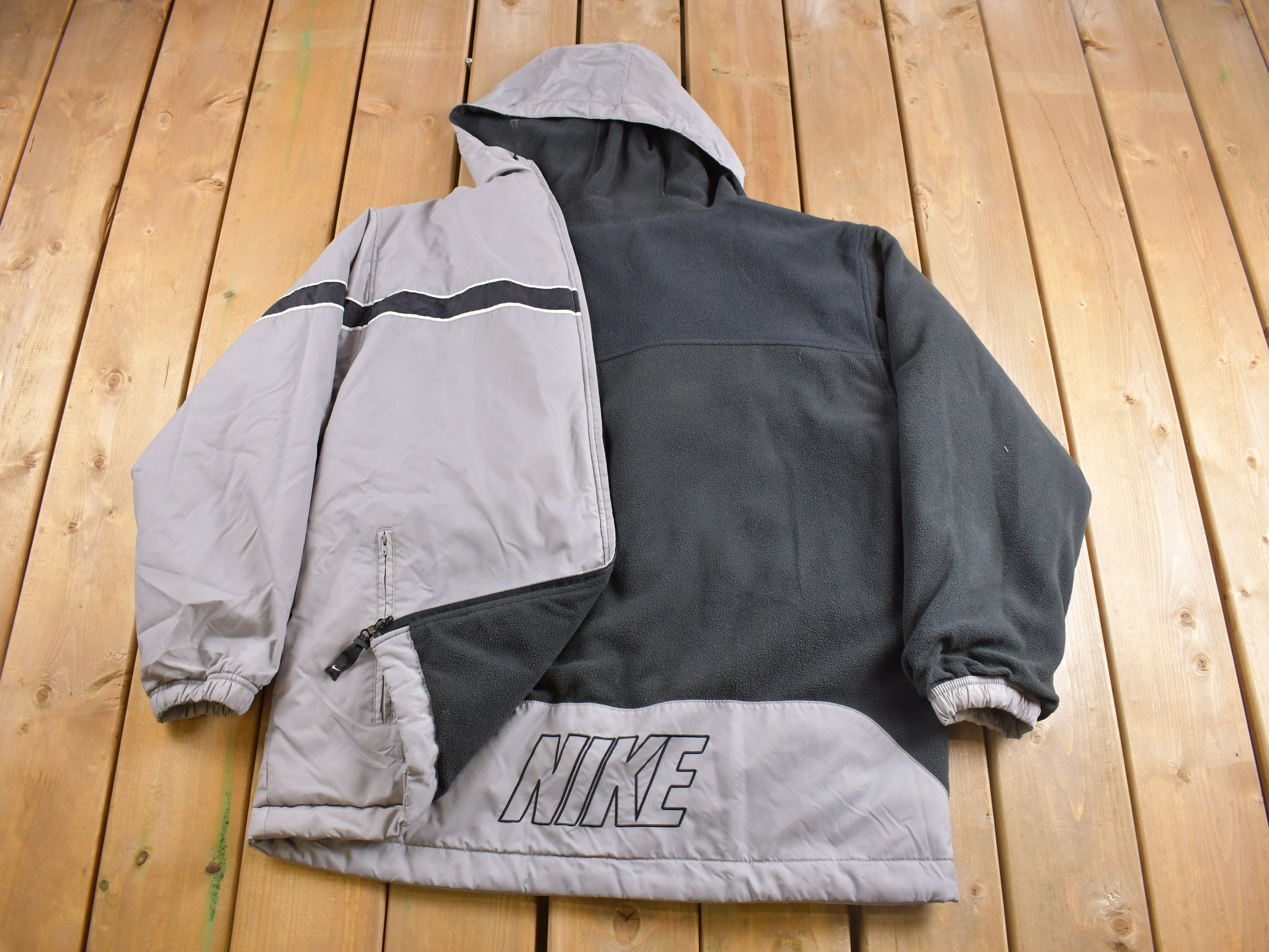 Vintage Y2K Nike Reversible Fleece Jacket / Embroidered / Mini