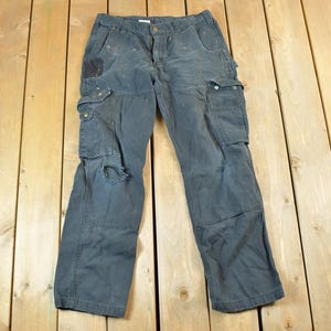 Vintage 1990s Carhartt Utility Work Jeans Size / 90s Denim Carpenter Pants / Made In USA / Distressed Carhartt / Vintage Workwear