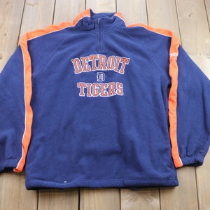 Vintage 1990s Detroit Tigers MLB Baseball Quarter Zip Fleece Sweater / Reebok / American Sportswear / Pullover Sweatshirt / BS2