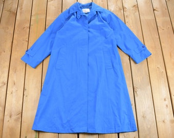 Vintage 1990s Coat Collectibles Trench Coat / Rain Jacket / Winter Outerwear / Streetwear Fashion / Full Length / Long Jacket / Blue Coat