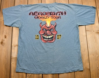 Vintage 1997 Naturally Distressed Aerosmith Nine Lives World Tour