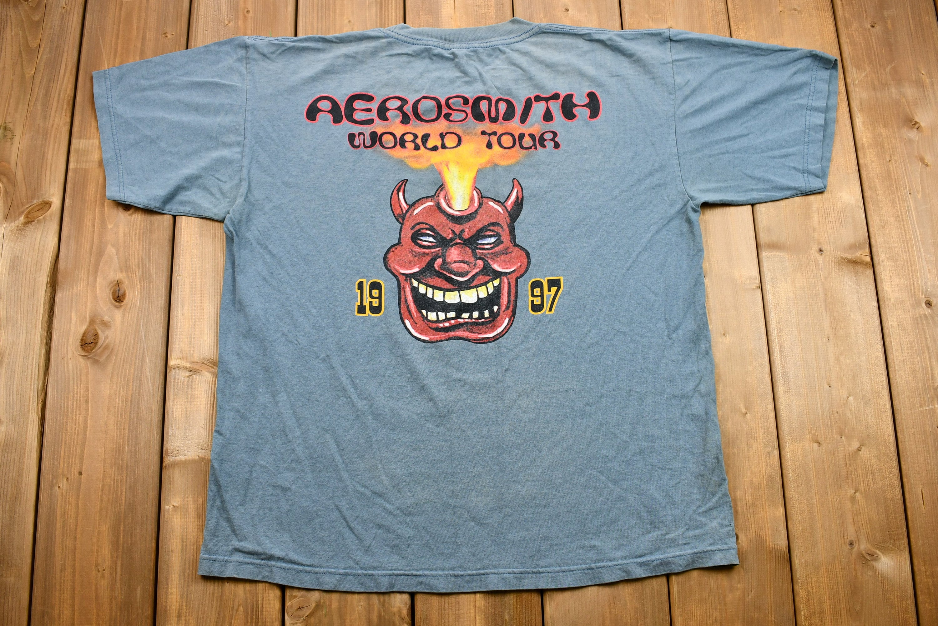 Vintage 1997 Naturally Distressed Aerosmith Nine Lives World Tour