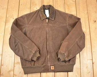 Vintage Carhartt Brown Santa Fe Embroidered Jacket J14 DKB Size