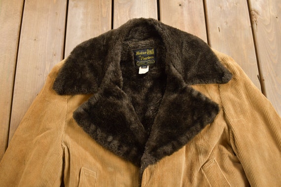 Vintage 1980s House of Peerless Faux Fur Lined Corduroy Coat