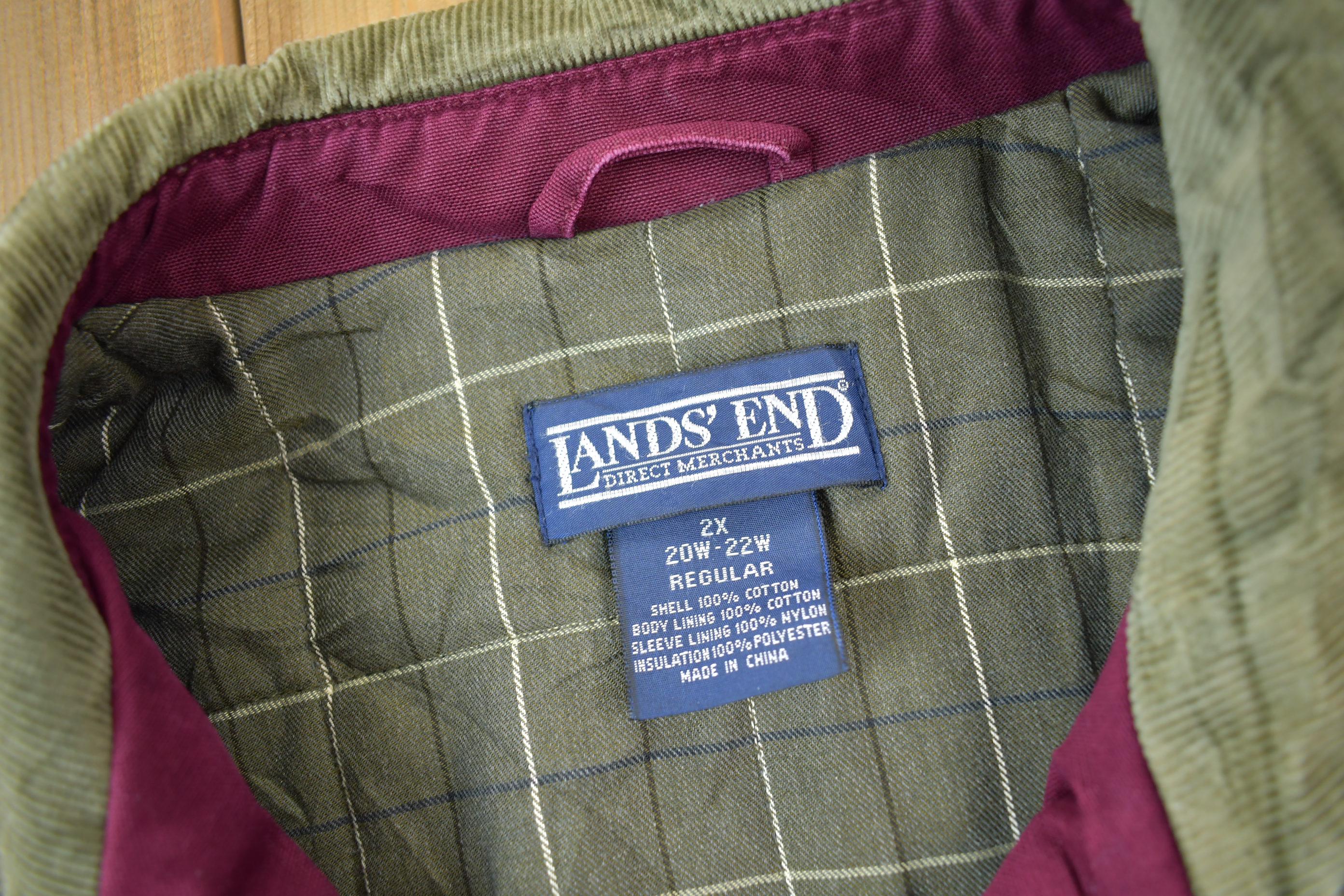 90's LANDS’ END belt down coat LANDS END JACKET VINTAGE 90's COAT/JACKET MEN'S Blue & Black