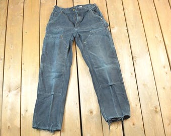 Vintage Carhartt Double Knee Brown Denim Work Pants Carpenter