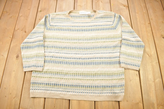 Vintage 1990s Alfred Dunner Striped Knitted Crewn… - image 1