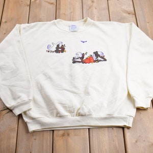 Vintage 1990s Halloween Theme Crewneck Sweater / 90s Crewneck / Grandma Sweater / Streetwear / Made In USA / Spooky Theme / Ghost Theme