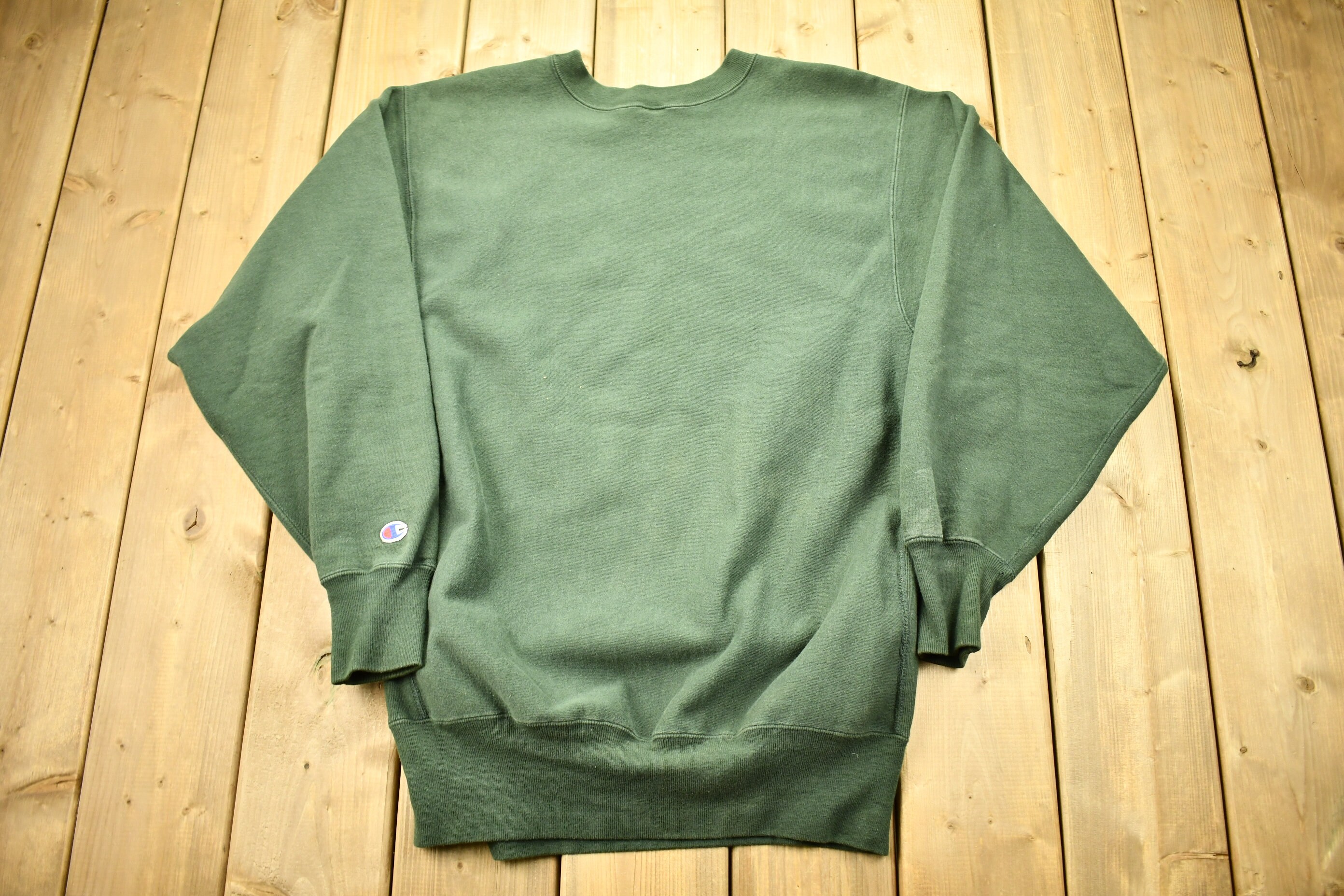 90’s Champion Reverse Weave ACID GREEN 90s Champion Reverse Weave Striped Trim Sweatshirt - Men's