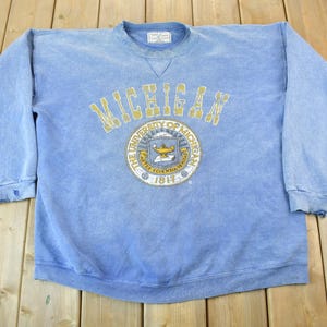 Vintage 1990s University of Michigan Faded Collegiate Crewneck / NCAA Sweatshirt / Sportswear / Made In USA