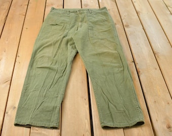 Vintage 70s OG-107 Fatigue Pants Green Military Trouser Baker