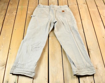 Vintage 2000s Grey Carhartt Work Pants Size 32 x 29 / 00s Carpenter Pants / Vintage Carhartt / Vintage Workwear / Distressed Workwear