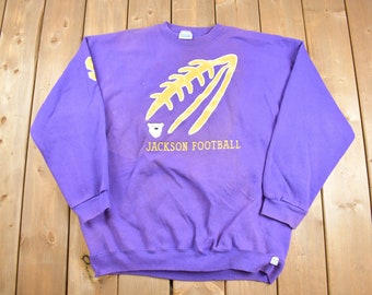 Vintage 1990s Jackson Football Crewneck Sweatshirt / 90s Crewneck / Made In USA / Essential / Streetwear / 90s / Discus Athletic