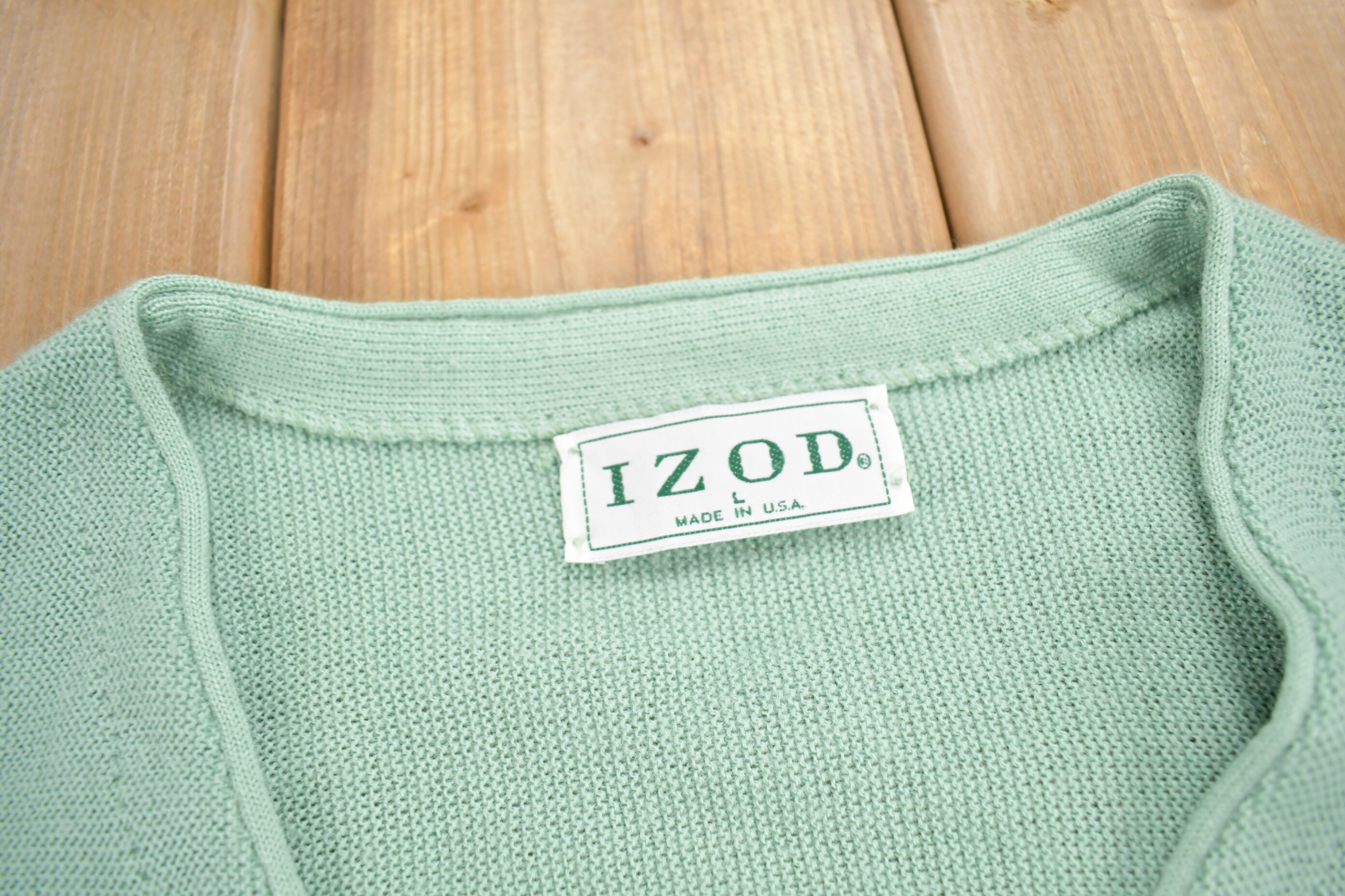 Vintage 1980s IZOD Knit Cardigan Sweater / Acrylic Sweater / Made 