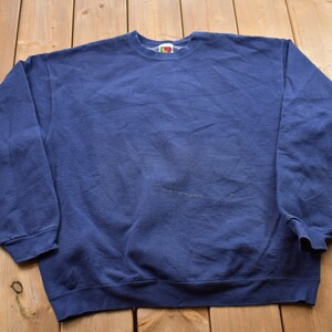 Vintage 1990s Blank Navy Blue Crewneck Sweatshirt / 90s Crewneck / Blue Crewneck / Essential / Streetwear / 90s Blank / Blank Sweater