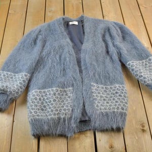 Vintage 1980s Mohair Cardigan Sweater / Vintage 80s Cardigan / Pattern Sweater / Mohair Cardigan / Hand Knit / 80s Vintage / Made In Turkey