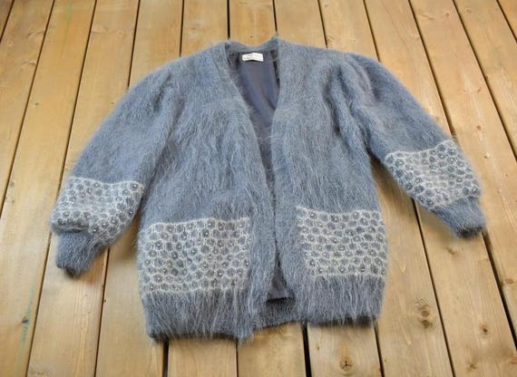 Women's Vintage Blue Mohair Cardigan S/M
