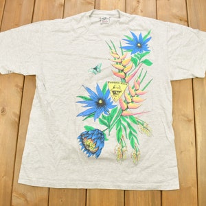 Vintage 1990s Panama Jack Tropical Flower Graphic T-Shirt / Streetwear / Made In USA / Vacation Tee / Travel & Tourism / Single Stitch