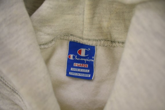 Vintage 1990s Champion Small Logo Grey Hoodie / V… - image 6