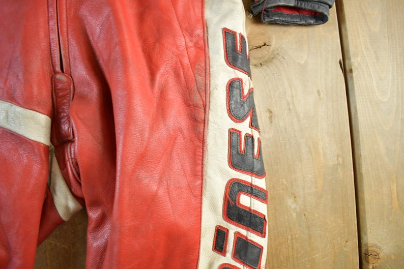 Vintage 1980s Dainese Crono Suit Motorcycle Racing Uniform Coveralls Men's 52 / 90s Leather Motorcycle Jacket / Moto Leather Coat bild 5