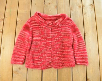 Vintage 1980s Mohair Knit Cardigan Sweater Women's S / Vintage 80s Cardigan / Pattern Sweater / Cardigan / Mohair Knit