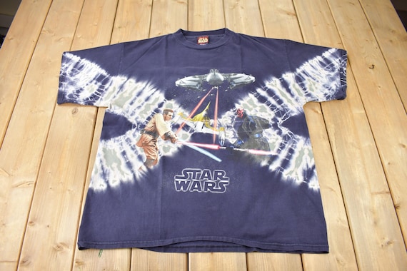 Vintage 1999 Star Wars Episode 1 All Over Print Tie Dye Promo T 