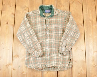 Vintage 1990s Pendleton Plaid Lined Flannel Button Up Shirt Women's S / Preppy Button Up / 90's Dress Shirt