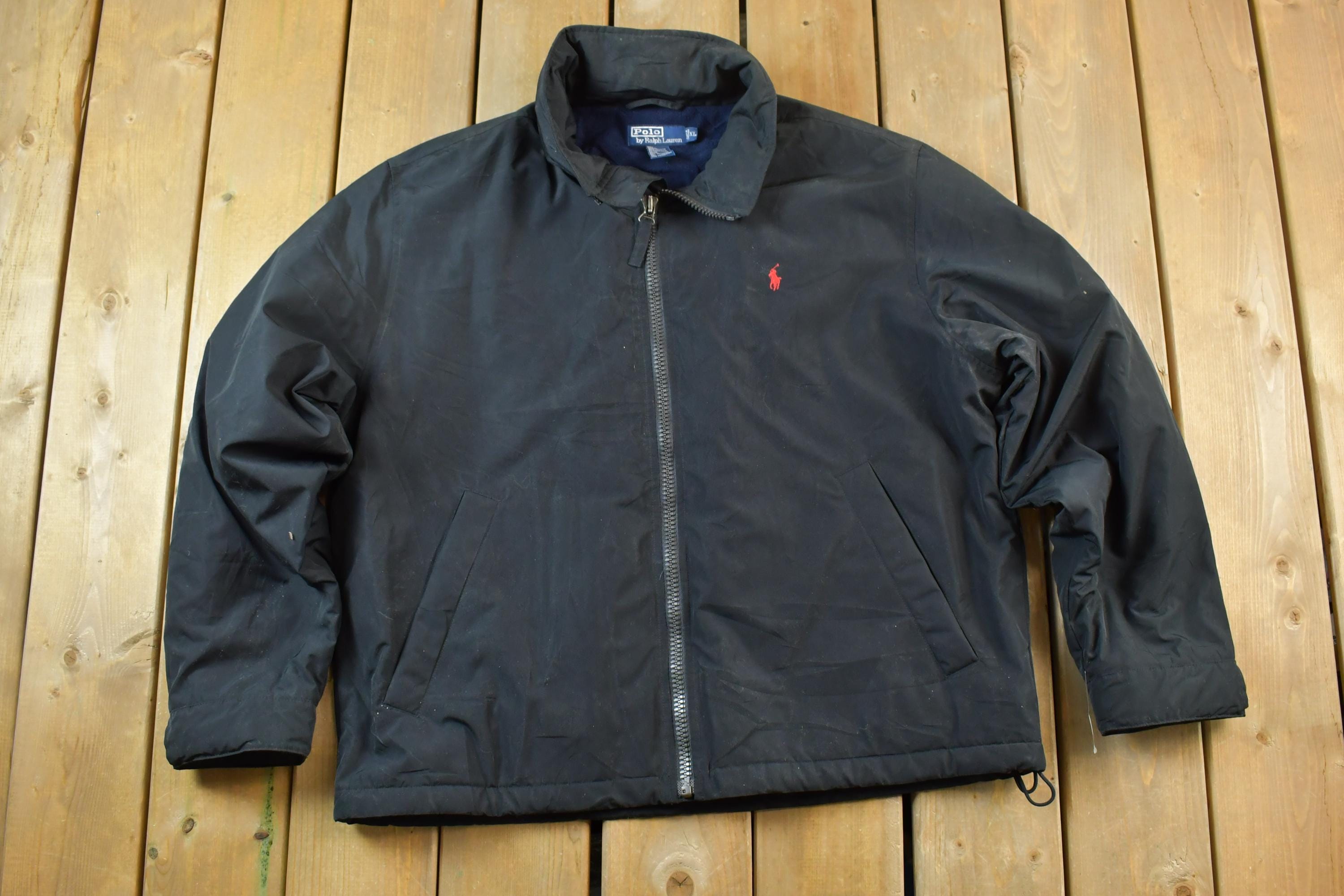 Vintage 1990s Polo by Ralph Lauren Full Zip Hidden Hood Lined