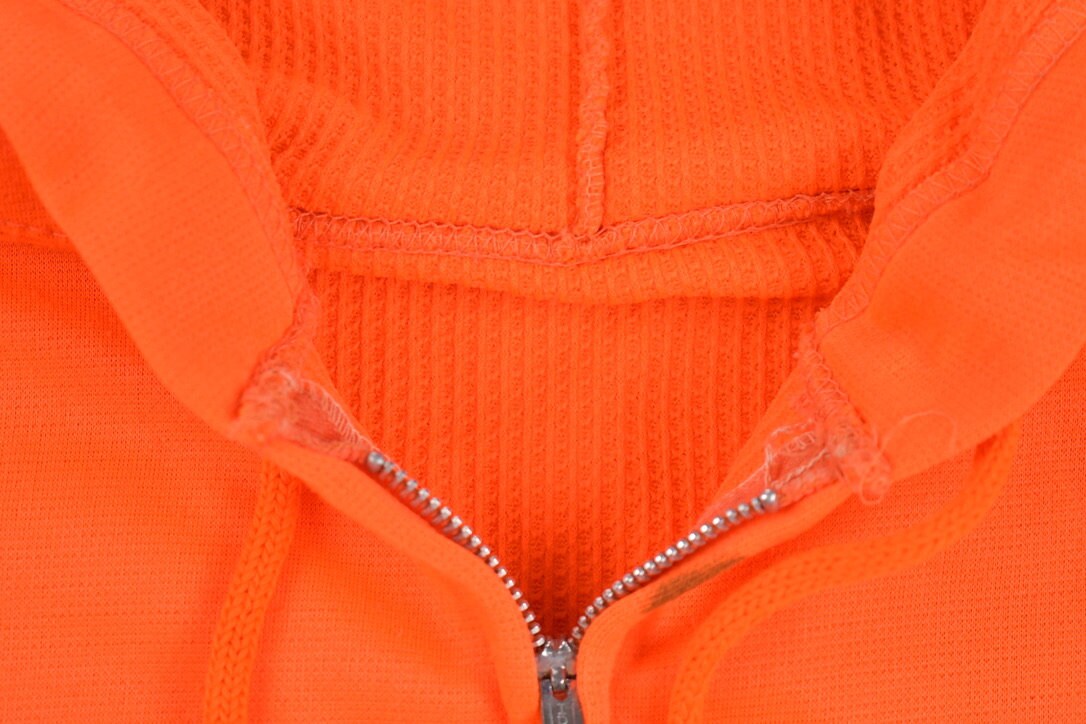Vintage 1970s Orange Thermal Zip up Hoodie / 70s Hoodie / True