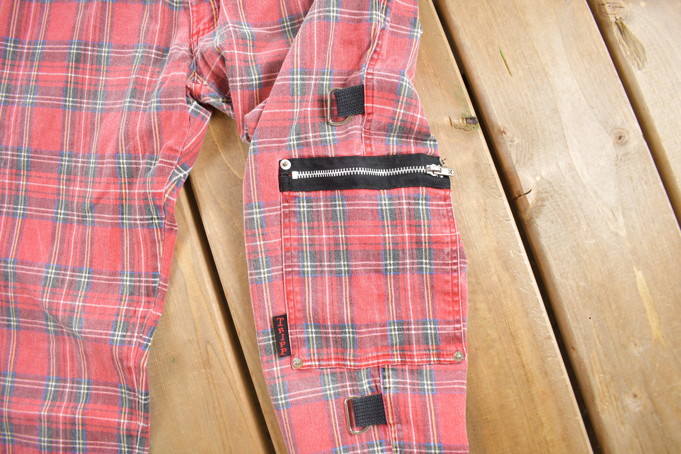 Vintage Y2K Tripp NYC Bondage Pants Size 36 X 30 / Plaid Pants 