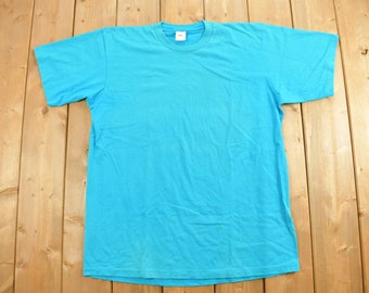 Vintage 1980s Blue Lee Blank T Shirt / Vintage T Shirt / Streetwear / Blank Tee / Made In USA / Single Stitch / Essential