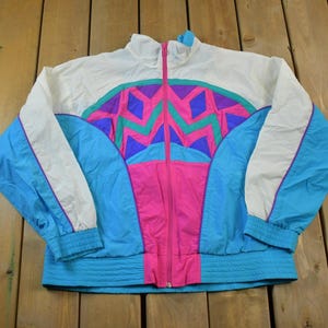 Vintage 1990s Avon Sport Neon 80s Style Windbreaker Jacket
