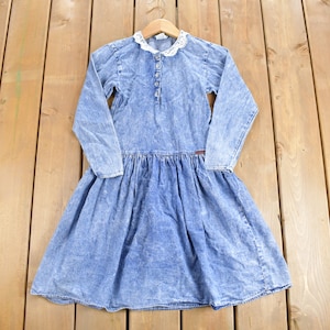Vestido camisero vaquero vintage de los 80 / Vestido vintage de los 80 / Ropa de calle / Moda femenina / Vestido bonito / Hecho en EE. UU. / Encaje