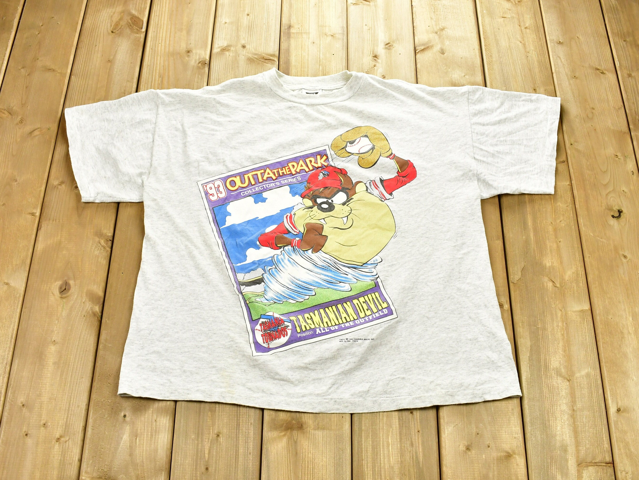 Vintage 1993 Tasmanian Devil Baseball Cartoon T-shirt / Single