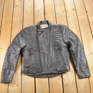 Vintage jaren 90 MQP Cafe Racer leren bikerjack / herfstbovenkleding / leren jas / gewatteerd / streetwear mode /