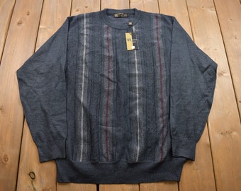 Jersey de punto italiano de cuello redondo, nuevo, estilo años 90 / Jersey vintage de cuello redondo de los 90 / Jersey elegante / Hecho en Italia / Sudadera