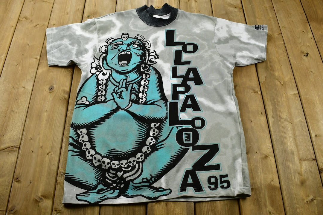 Vintage Deadstock 1995 Lollapalooza Buddha Mock Neck Tour T-shirt 