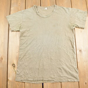 Vintage 1980s Blank Beige T Shirt / Vintage T Shirt / Streetwear / Union Made In USA