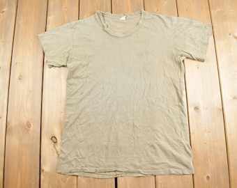 Vintage 1980s Blank Beige T Shirt / Vintage T Shirt / Streetwear / Union Made In USA