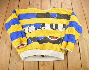 Vintage 1990s Mickey Mouse Reversible All Over Print Disney Crewneck / Vintage Sweatshirt / Vintage Disney / Mickey Unlimited