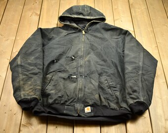 Chaqueta con capucha Carhartt vintage de los años 90 / Ropa de trabajo / Ropa urbana / Chaqueta con forro acolchado / Carhartt desgastada / Fabricada en Union / Chaqueta con capucha