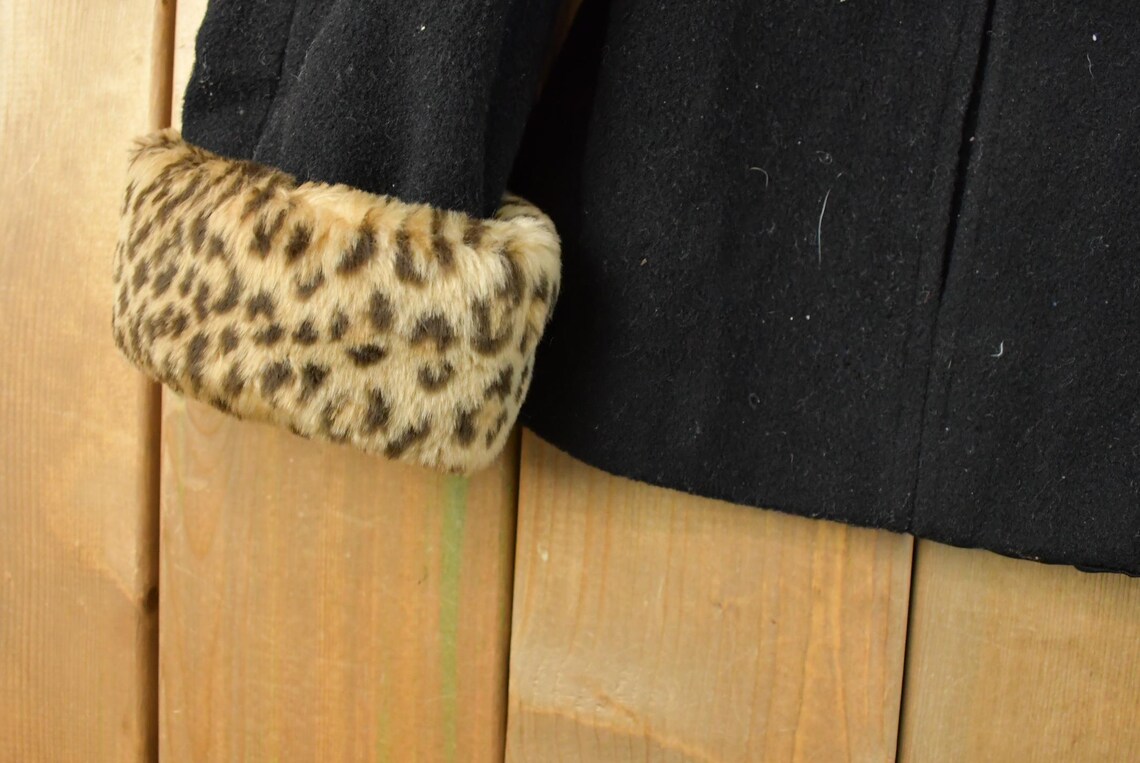 Vintage 1990s Cathy-Jo Leopard Print Wool Overcoat Women's Large / Wool Coat / Streetwear Fashion / Wool Jacket / Made in USA, photo 3 sur 5