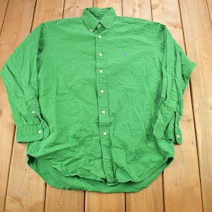 Vintage 1980s Ralph Lauren Green Button Up Shirt / 1980s Ralph Button Up / Vintage Flannel / Casual Wear / Workwear / Vintage Polo