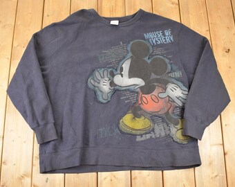 Vintage 1990s Disney Mouse Of Mystery Crewneck Sweater Men's XXL / Vintage Mickey Mouse Sweatshirt / Disneyland Cartoon Sweater