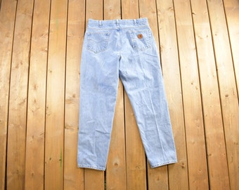 Vintage 1990s Carhartt Relaxed Fit Work Pants Size 38x32 / 90s Carpenter Pants / Made In USA / Faded Carhartt / Vintage Workwear