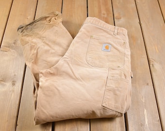 Vintage 1990s Double Knee Carhartt Work Pants Size 38 x 30 / 1990s Carpenter Pants /  Distressed Carhartt / Vintage Workwear / Streetwear