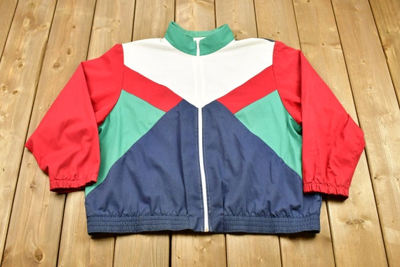 Vintage 80s Color Block Alfred Dunner Windbreaker, Made in USA 
