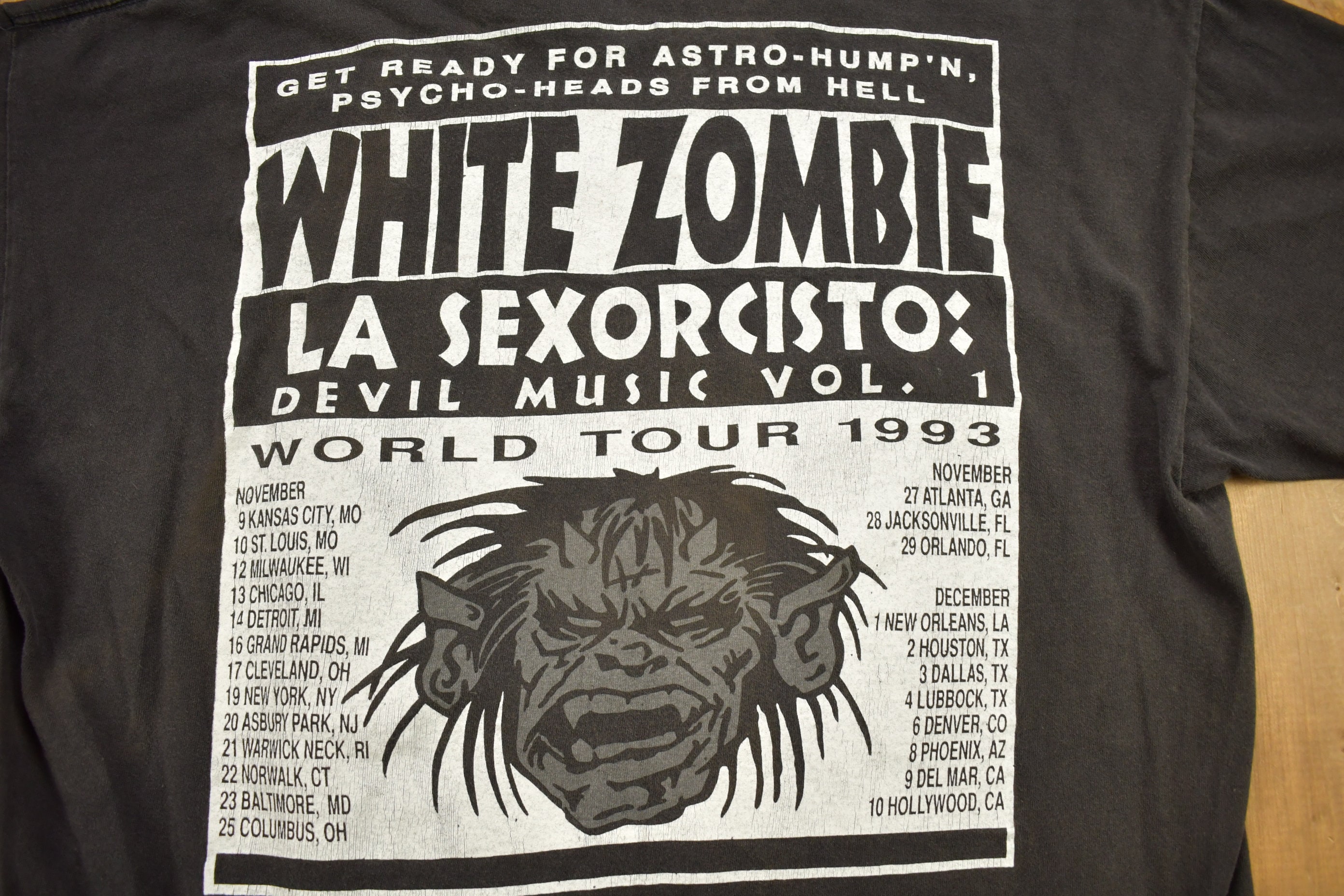 Vintage 1993 White Zombie World Tour Band T-shirt / Single