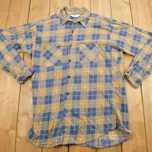 Vintage 1990s Five Brother Plaid Button Up Shirt / Made in USA / 1990s Button Up / Vintage Flannel / Casual Wear / Workwear